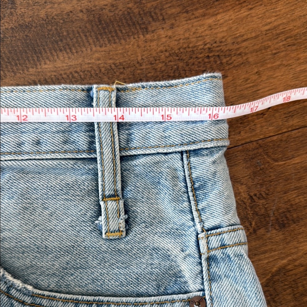 Light Blue Distressed Jean Shorts Cut-Off Style - Picture 6 of 8